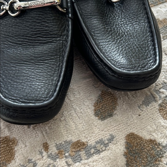 Coach Black Leather Slip-On Loafers with Silver Accent - Picture 8 of 8
